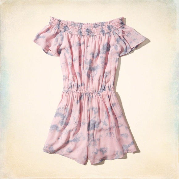 Hollister Pants - Hollister off the shoulder tie dye romper